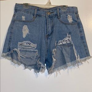 Denim Distressed short shorts